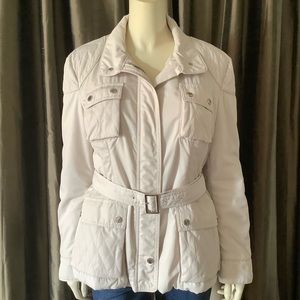 BURBERRY BLACK LABEL Size 40 USA Size 10 Ivory Beige Quilted Utility jacket